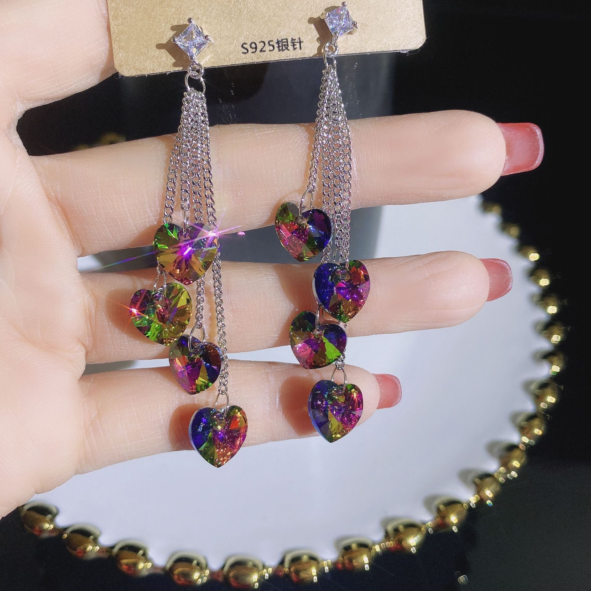 Pendientes de cristal de borlas largas al por mayor